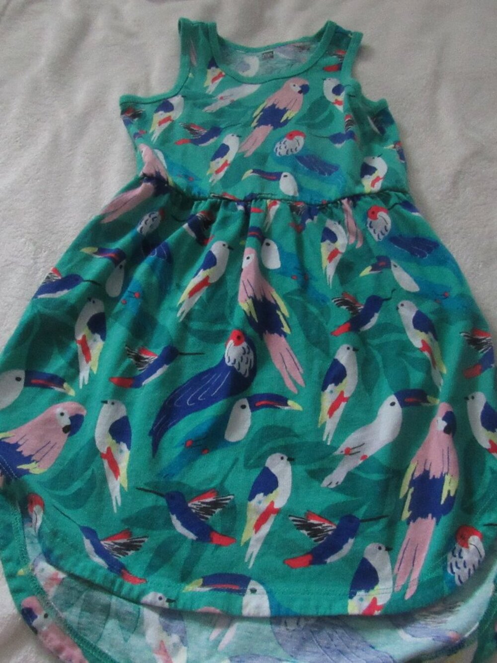 Tea Collection green dress vibrant tropical Bird Casual Style Dress  Size 6 USED